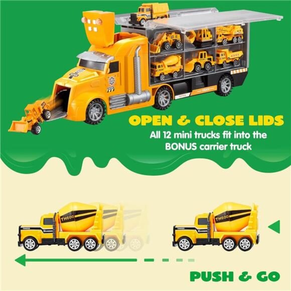25 in 1 Construction Truck Vehicle Toy Set, Play Vehicles Set with Sounds - Picture 6 of 7